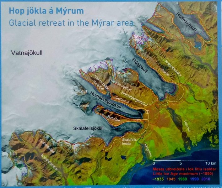 Carte du retrait du Vatnajökull